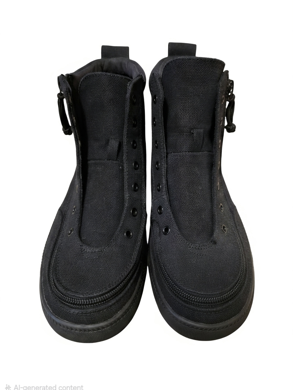 BILLY Footwear High Top Black Canvas Adaptive Zip Sneakers Kids Size 6
